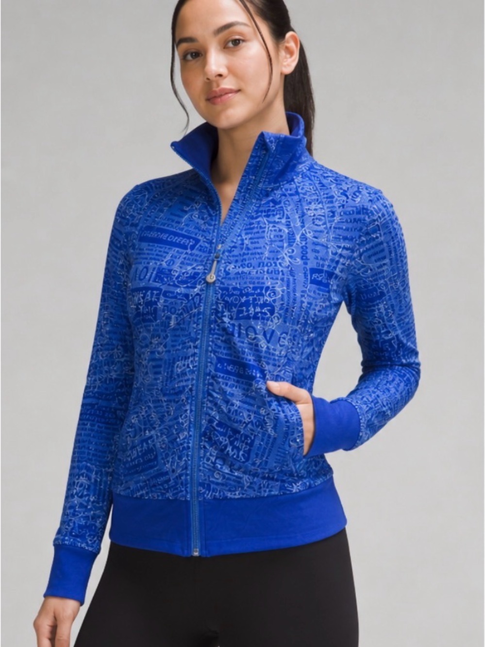 Lululemon Define Jacket Blue Manifesto Print Luon Full Zip Size 4 - Picture 3 of 10